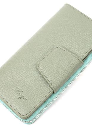 Незвичайний вертикальний жіночий гаманець із натуральної шкіри karya 21156 сіро-блакитний