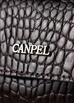 Удобный клатч для мужчин из натуральной фактурной кожи с тиснением под крокодила canpellini 21561 коричневый9 фото