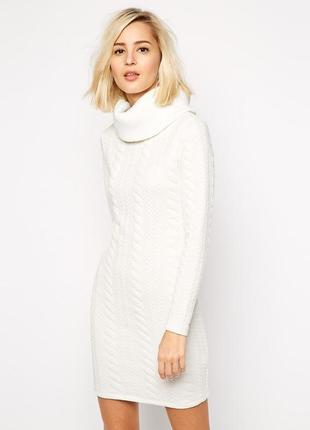 Тёплое платье трикотажное, облегающее платье под горло, праздничное платье с рукавом
