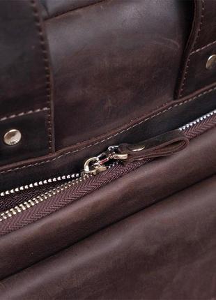Винтажная сумка под а4 вертикального формата в матовой коже 11166 shvigel, коричневая9 фото