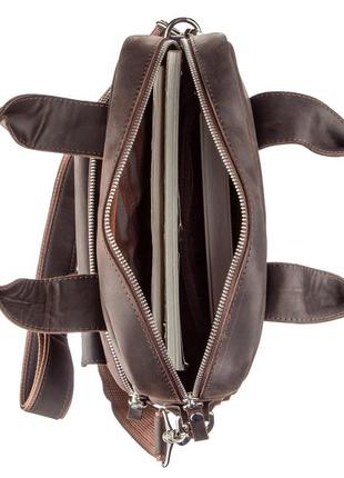 Винтажная сумка под а4 вертикального формата в матовой коже 11166 shvigel, коричневая4 фото