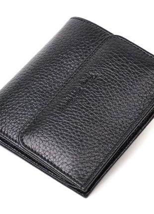 Компактний жіночий гаманець із місткою монетницею на кнопці з натуральної шкіри tony bellucci 22010 чорний