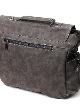 Вместительная мужская сумка из кожзама vintage 22143 серый2 фото