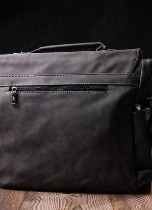 Вместительная мужская сумка из кожзама vintage 22143 серый8 фото