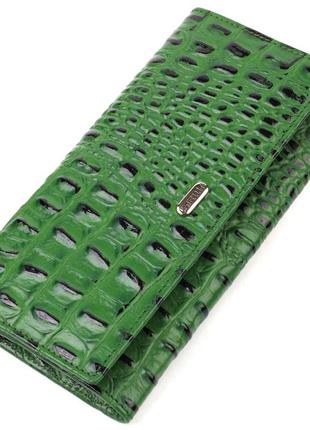 Оригінальний гаманець для жінок із натуральної фактурної шкіри з тисненням під крокодила canpellini 21825