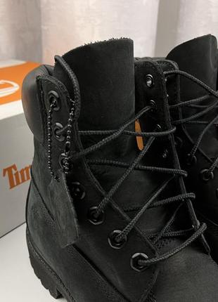 Черевики чорні timberland premium 6-inch waterproof (black nubuck)3 фото