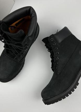 Черевики чорні timberland premium 6-inch waterproof (black nubuck)