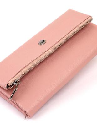 Клатч-конверт із кишенею для мобільного шкіряний жіночий st leather 19271 рожевий