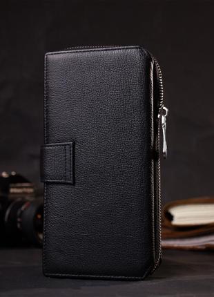 Гаманець-клатч унісекс із натуральної шкіри st leather 19432 чорний8 фото