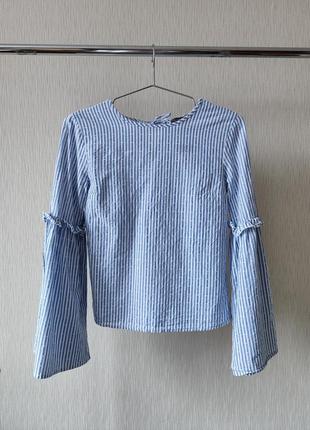 Сорочка-блуза в смужку, блакитно-біла, 100% бавовна