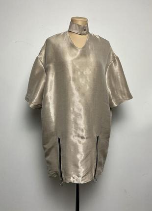 Эффектное блестящее дизайнерское плюс сайз платье металлик туника в стиле trussardi или by malina boutique или bacio5 фото