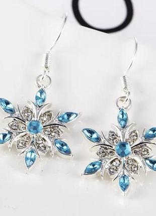 Серьги liresmina jewelry серебристые серьги с камнями роскошные голубые снежинки