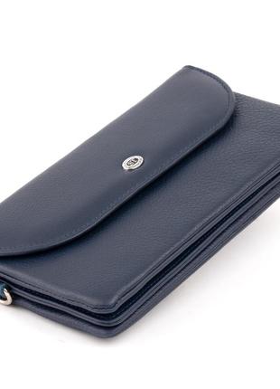 Клатч зі шкіри жіночий st leather 19317 темно-синій