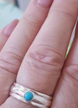 Перстень з натуральним каменем бірюзою2 фото