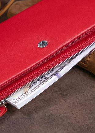 Кошелек-клатч из кожи с карманом для мобильного st leather 19315 красный8 фото