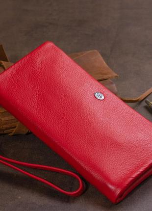 Кошелек-клатч из кожи с карманом для мобильного st leather 19315 красный9 фото
