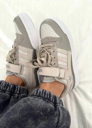 Adidas forum “light grey / white / purple” premium кросівки