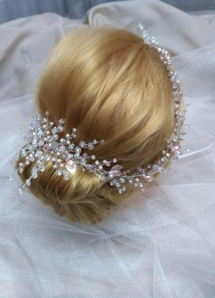Хрустальная веточка в прическу из бусин в прическу