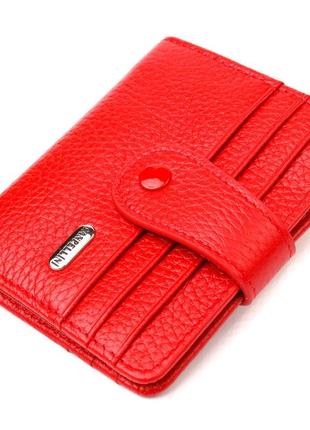 Яскравий жіночий гаманець із натуральної зернистої шкіри canpellini 21690 червоний