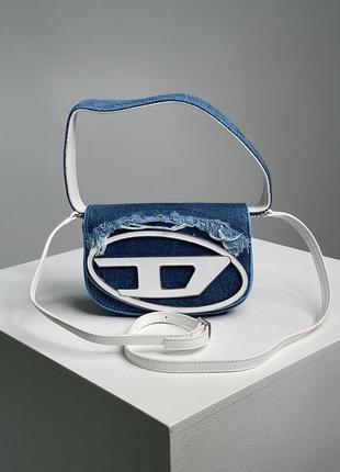 Diesel 1dr denim iconic shoulder bag blue сумочка