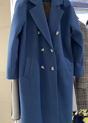 Демисезонное пальто пастельно синее, оттенок джинс в стиле zara3 фото