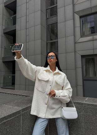 🎨3! шикарнажіноча сорочка хутро баранчик молоко молочна молочний женская тепла теплая рубашка молочная4 фото