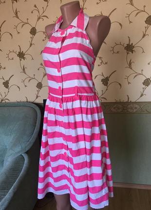 Котонова сукня в рожеву смужку1 фото