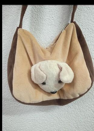Мягкая плюшевая детская сумочка с собачкой для девочки2 фото