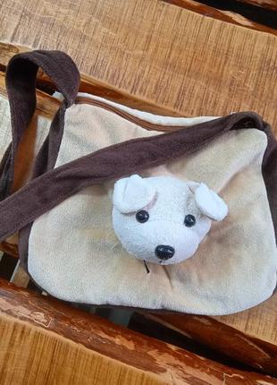 Мягкая плюшевая детская сумочка с собачкой для девочки