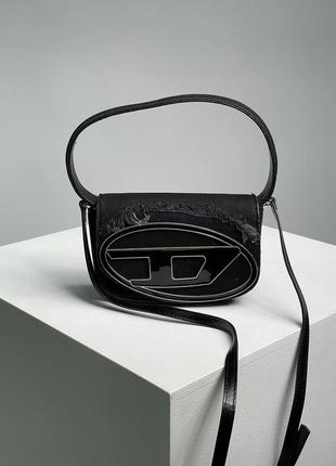 Diesel 1dr denim iconic shoulder bag black сумочка