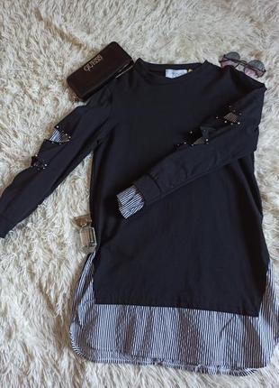 Туника черная имитация двойки италия