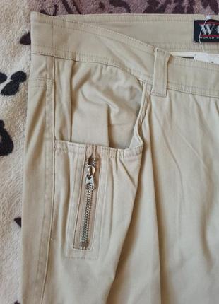 Женские брюки джинсы песочного бежевого цвета с молниями 52 р.4 фото