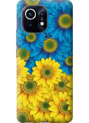 Чохол силіконовий патріотичний на телефон xiaomi mi 11 жовто-блакитні квіти  "1048u-2253-58250"