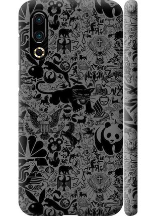 Чехол 3d пластиковый матовый на телефон meizu 16s чёрно-серый стикер бомбинг "2432m-1701-58250"