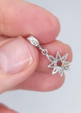 Кулончик підвіска срібна, квіточка в камінцях, подвес серебро 9254 фото
