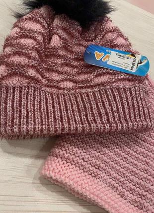 Дитячий зимовий комплект для дівчинки: шапка 50-52 см та снуд
