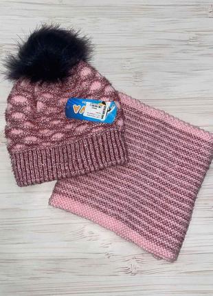 Детский  зимний комплект для девочки: шапка 50-52 см и снуд2 фото