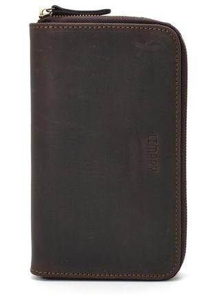 Клатч мужской кожаный на два отделения limary lim-0128rc коричневый r_2036