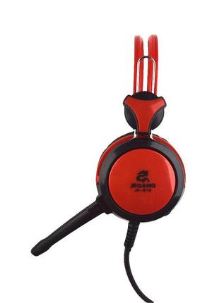 Навушники дротові для пк jeqang з мікрофоном проводні червоні
