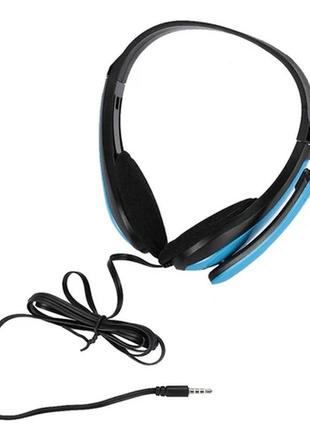 Навушники проводні з мікрофоном jeqang для комп'ютера для пк накладні  синій6 фото