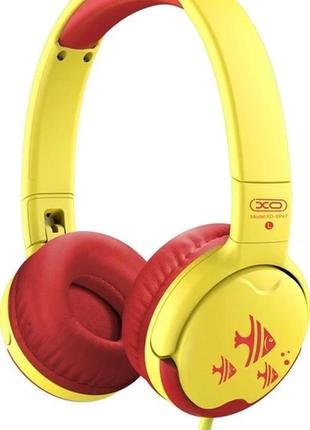 Якісні навушники для детей дротові xo ep47 дитячі комп'ютерні 85дб  червоно-жовті