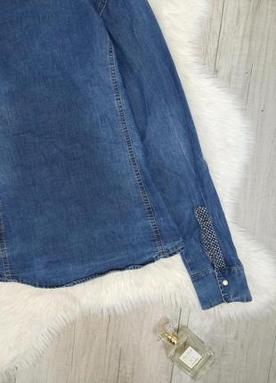 Женская рубашка джинсовая re-dress синяя размер xs6 фото