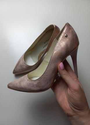Туфли лодочки розовое золото (м117)2 фото