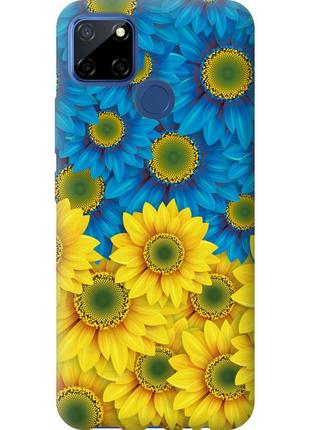 Чехол силиконовый патриотический на телефон realme c12 жёлто-голубые цветы "1048u-2240-58250"