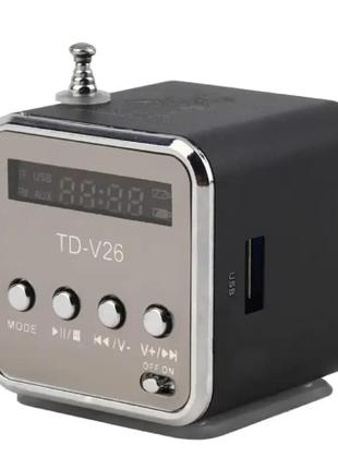 Портативна колонка td-v26 з fm-радіо, bluetooth, роз'ємами micro sd/tf/usb, rgb-підсвітка, чорна5 фото