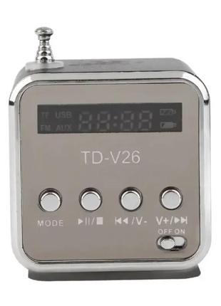 Портативна колонка td-v26 з fm-радіо, bluetooth, роз'ємами micro sd/tf/usb, rgb-підсвітка, чорна3 фото