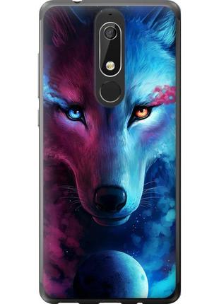 Чехол силиконовый на телефон nokia 5.1 арт-волк "3999u-1529-58250"