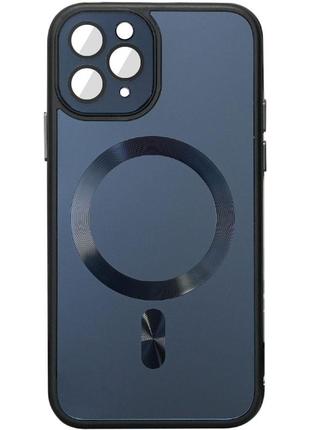 Чохол tpu+glass sapphire midnight with magsafe для apple iphone 11 pro (5.8") чорний / black, загартоване скло