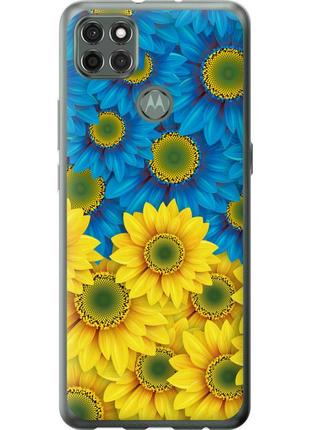 Чехол силиконовый патриотический на телефон motorola g9 power жёлто-голубые цветы "1048u-2229-58250"