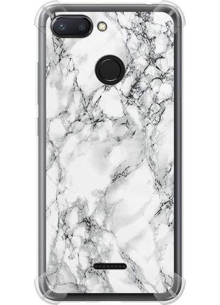 Чехол силикон с усиленными углами на телефон xiaomi redmi 6 мрамор белый "4480sp-1521-58250"